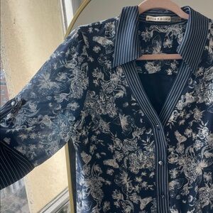 Alice + Olivia Navy and White print dress